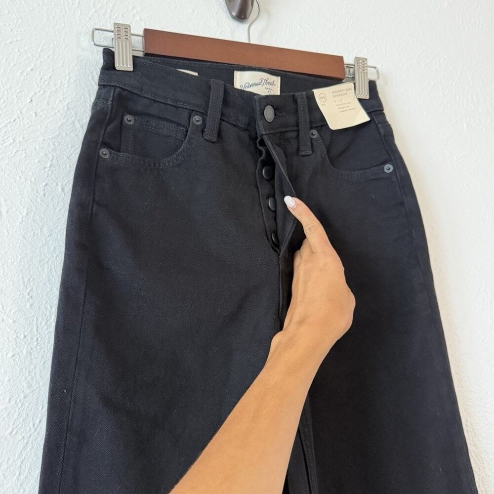 Universal Thread Highest Rise Straight Size 00 Black Jeans Women’s NWT Stretch - Picture 7 of 8